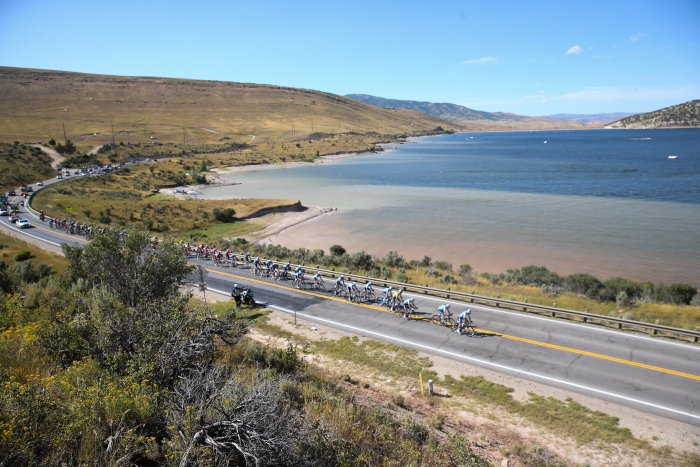 The peloton loops Wanship and passes Rockport for the second time in the opposite direction.