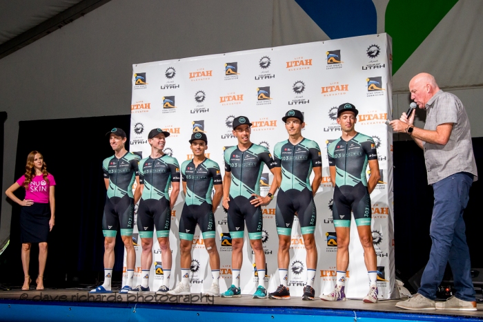 303 Project riders. Team Presentation at Snowbird, 2019 LHM Tour of Utah (Photo by Dave Richards, daverphoto.com)