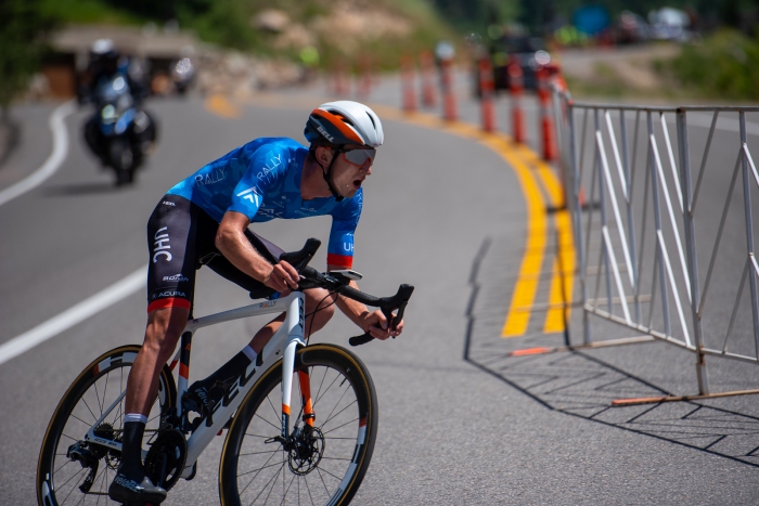 Early leader Kyle Murphy (Rally UHC Cycling) during the Prologue time trial. 2019 Tour of Utah. Photo by Steven L. Sheffield