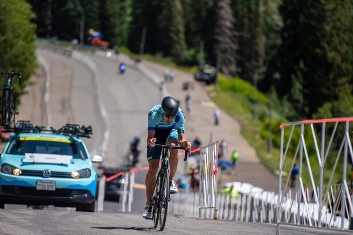 George Simpson (Elevate KHS) during the Prologue time trial. 2019 Tour of Utah. Photo by Steven L. Sheffield