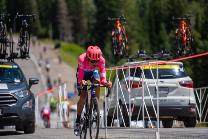 2016 Tour of Utah winner Lachlan Morton (EF Education First) during the Prologue time trial. 2019 Tour of Utah. Photo by Steven L. Sheffield