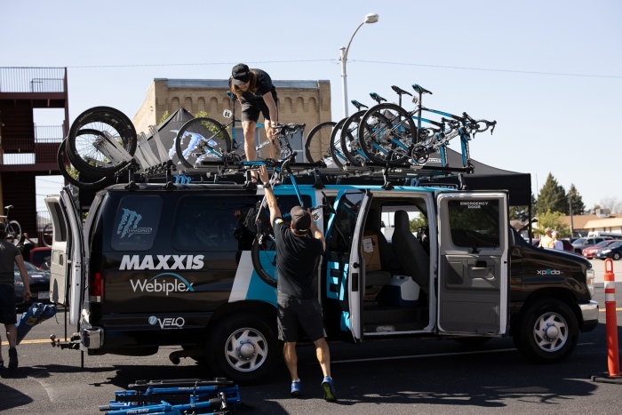 Elevate KHS getting ready for Stage 2, 2019 Tour of Utah. Photo by Cathy Fegan-Kim