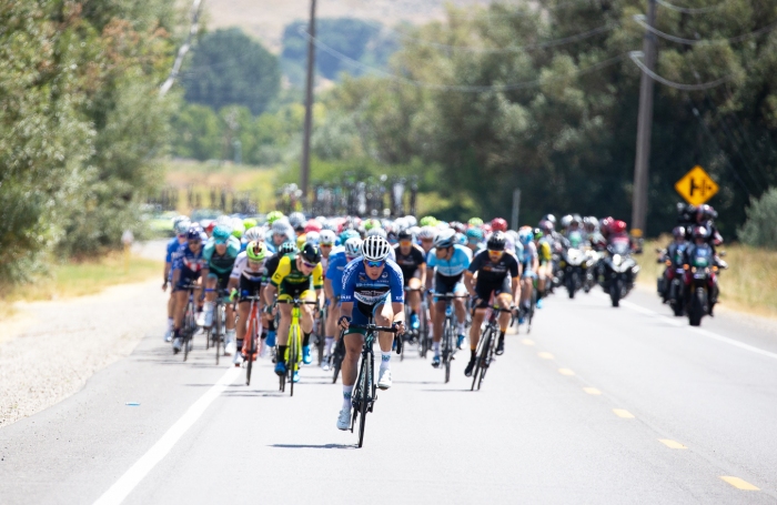 Attacks started right away to try and form the early break. Stage 2, 2019 Tour of Utah. Photo by Cathy Fegan-Kim