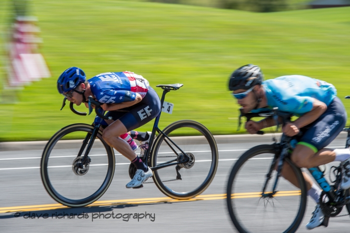 Getting aero on the fast drop in to the finish ine for the final circuits on Stage 3 - Antelope Island State Park to North Salt Lake City, 2019 LHM Tour of Utah (Photo by Dave Richards, daverphoto.com)