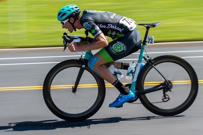 Noah Granigan (Worthy Pro Cycling) is full on aero chasing maximum speed. Stage 3 - Antelope Island State Park to North Salt Lake City, 2019 LHM Tour of Utah (Photo by Dave Richards, daverphoto.com)