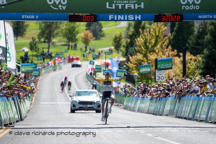 Ben Hermans (Israel Cycling Academy) wins the stage for the second day in a row. Stage 3 - Antelope Island State Park to North Salt Lake City, 2019 LHM Tour of Utah (Photo by Dave Richards, daverphoto.com)