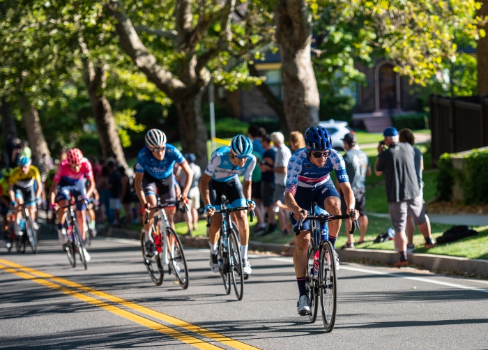 Alex Howes (EF Education First) attacks out of the peloton to bridge to the break. Stage 4, 2019 Tour of Utah. Photo by Steven L. Sheffield