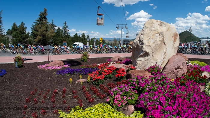 The riders roll out from Canyons Village for the start of Stage 5 - Canyons Village Park City Mountain Resort, 2019 LHM Tour of Utah (Photo by Dave Richards, daverphoto.com)