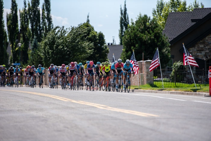 Elevate KHS leads the chase with 3 laps to go. Stage 3, 2019 Tour of Utah. Photo by Steven L. Sheffield