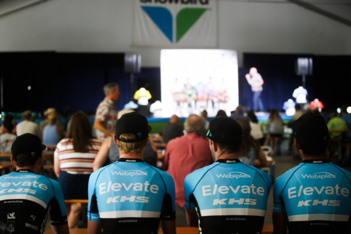 Riders watching the Rider Panel at Team Presentation.