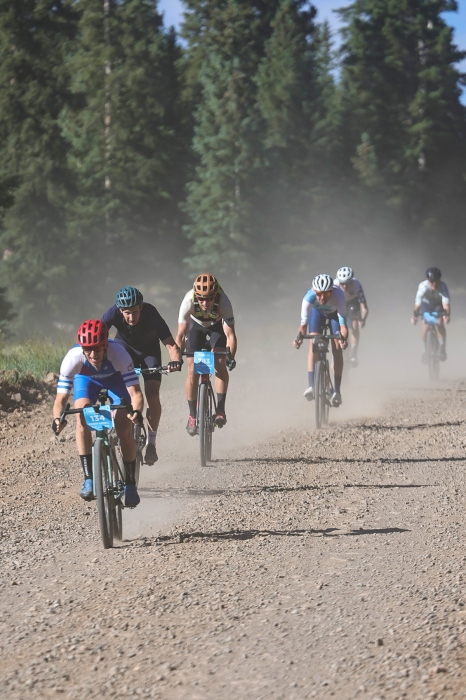 Utah speedster Roger Arnell leads a group. 2022 Crusher in the Tushar. Photo by Kevin McInnis