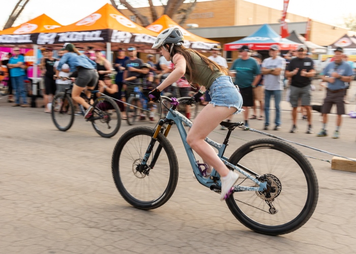 Ladies log pull race during the 2022 Hurricane MTB Festival. Photo by John Shafer, Photo-John.net