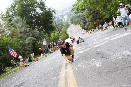 Cortlan Brown cheering on his fellow racers in Stage 5 of the 2016 Tour of Utah. Photo by Cathy Fegan-Kim, cottonsoxphotography.com