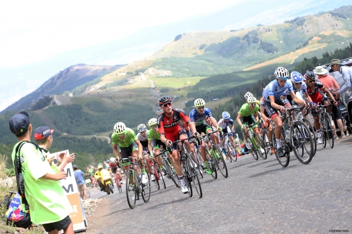 The GC leaders with TJ Eisenhart and Adrien Costa at the top of Guardsman in Stage 6 of the 2016 Tour of Utah, photo by Cathy Fegan-Kim, cottonsoxphotography.com