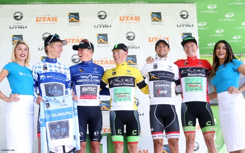 The jerseys in Stage 6 of the 2016 Tour of Utah, photo by Cathy Fegan-Kim, cottonsoxphotography.com