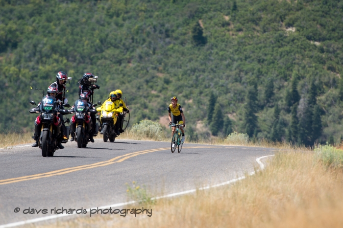 Lone breakaway rider Sepp Kuss (Team Lotto NL_Jumbo) on the steep climb up Mount Nebo. Stage 2, 2018 LHM Tour of Utah cycling race (Photo by Dave Richards, daverphoto.com)