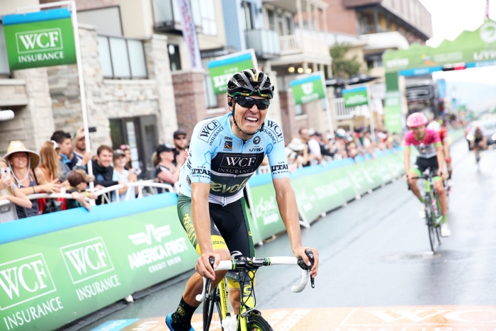 WCF Insurance Best Young Rider - Luis Villalobos (MEX), Aevolo Cycling. 2018 Tour of Utah Stage 6, August 12, 2018, Park City, Utah. Photo by Cathy Fegan-Kim, cottonsoxphotography.net