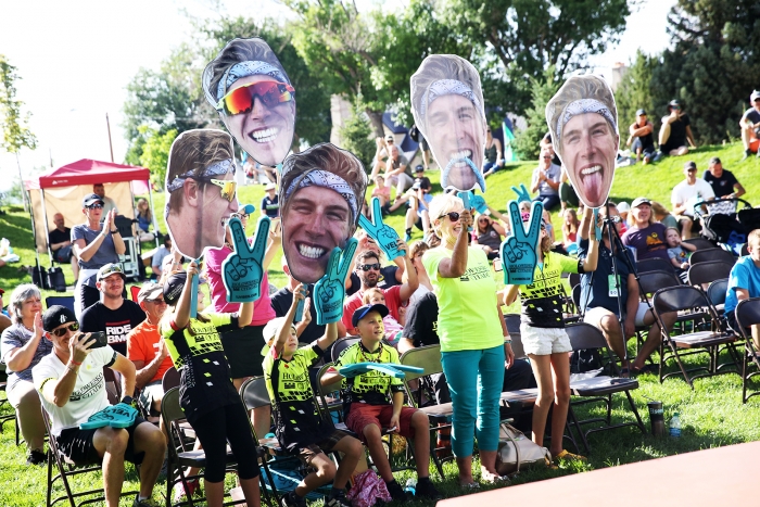 As in the last few years, the Eisenhart family were out in full force to cheer on Utah rider TJ Eisenhart of Holowesko/Citadel P/B Araphaoe Resources. 2018 Tour of Utah Team Presentation, August 4, 2018, Cedar City, Utah. Photo by Cathy Fegan-Kim, cottonsoxphotography.net