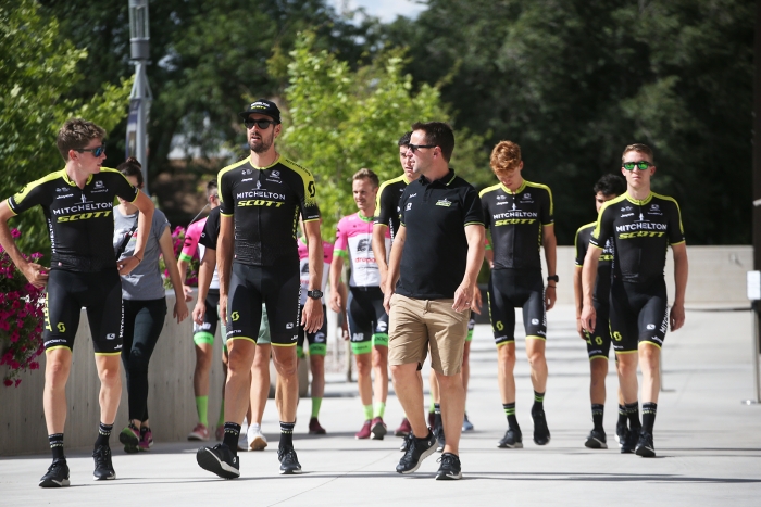 Mitchelton-Scott. 2018 Tour of Utah Team Presentation, August 4, 2018, Cedar City, Utah. Photo by Cathy Fegan-Kim, cottonsoxphotography.net