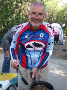 Lou at Wasatch Mountain State Park cooking dinner.