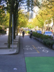 One of Vancouver's many protected bikeways.