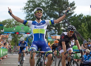 Orica GreenEDGE’s Matthews winning stage 4 of the 2013 Tour of Utah  with uphill sprint at Stage Four of Tour of Utah. Photo: Cathy Fegan-Kim, cottonsoxphotography.com