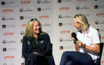 At the press conference today, 6 time National Criterium Champion and the most "winningest" female racer Tina Pic (DNA Cycling p/b K4) and Robin Farina (WCA president) talk about women's racing, the Tour of Utah Women's Edition (Wednesday at MMP, 1pm). Photo by Cottonsoxphotography.com