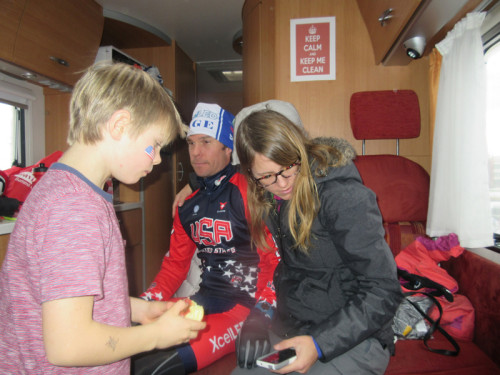 Jonathan Page and his family before the start of the race.