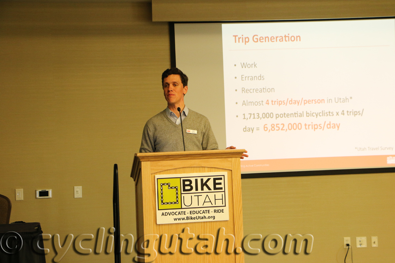 Tom Millar of Alta Planning gives one of the many talks at the Utah Bike Summit in 2014. Photo by Dave Iltis