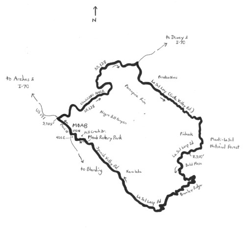 La Sal Mountain loop map