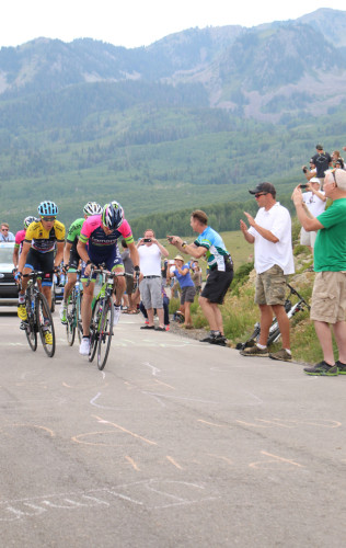 Will Tom Danielson (in yellow) defend his Tour of Utah crown in 2015? Photo by Dave Iltis