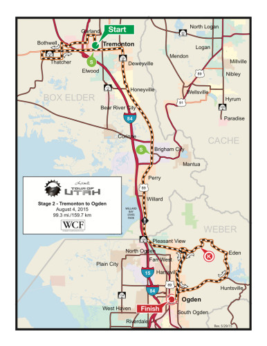 Map - Stage 2 - 2015 Tour of Utah - Tremonton to Ogden 