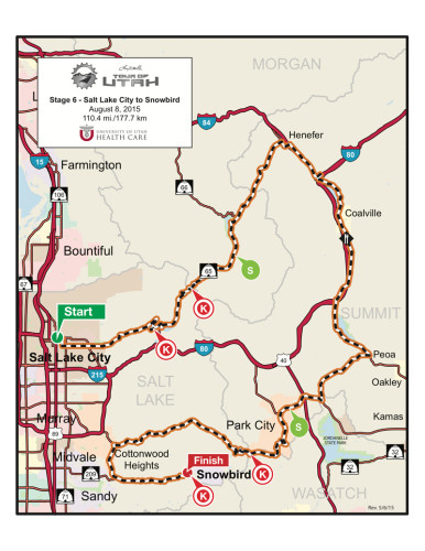 Map - Stage 6 - 2015 Tour of Utah - Salt Lake City to Snowbird