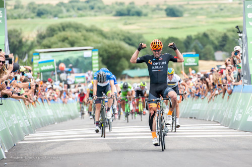 The fans cheer as Eric Young (Optum Kelly Benefits) wins the uphill sprint on Stage 4 2015 Tour of Utah daverphoto.com