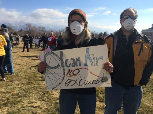 Clean Air, No Excuses. Utahns rallied for clean air on January 31, 2015. Photo by CyclingUtah.com