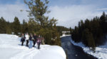 Karma Ward (right) and friends cross country skiing near Island Park, Idaho.