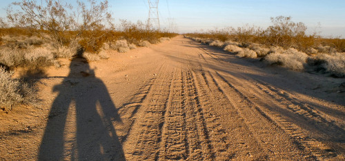 On a powerline road near the end of the day. Photo by John Roberson