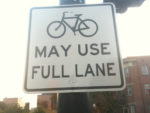 Bikes may use the full lane, when necessary.