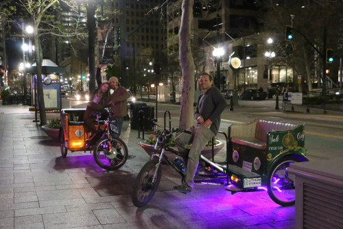 Pedicabs waiting for fares in downtown Salt Lake City. Photo by Dave Iltis