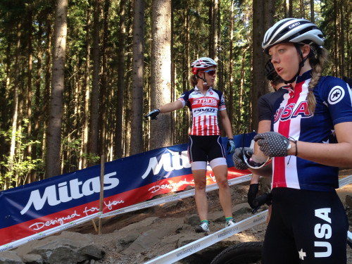 Haley Batten and Chloe Woodruff checking out lines on the rock garden 'Mitas Choice' Photo courtesy Rachel Anders.