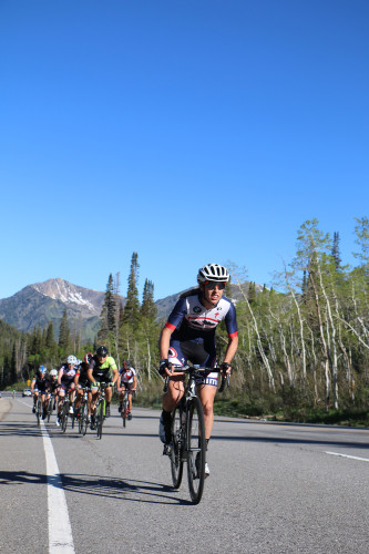 Mindy McCutcheon on her way to winning the women's pro category at the Porcupine Big Cottonwood Hill Climb on June 4, 2016. The long time Canyon Bicycles rider is moving to UCI status with Visit Dallas DNA Pro Cycling.