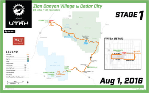 2016 Tour of Utah Map - Stage 1