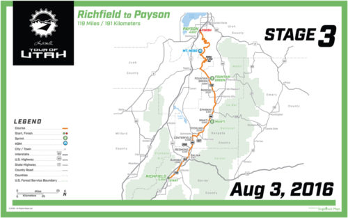 2016 Tour of Utah Map - Stage 3