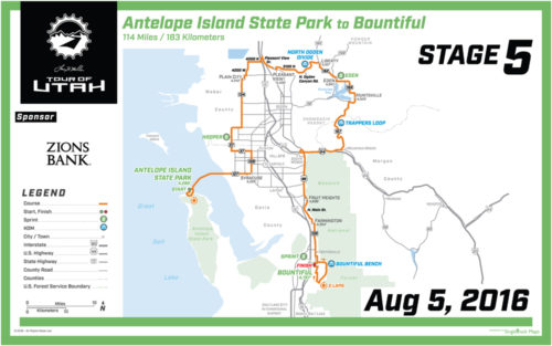 2016 Tour of Utah Map - Stage 5