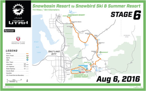 2016 Tour of Utah Map - Stage 6