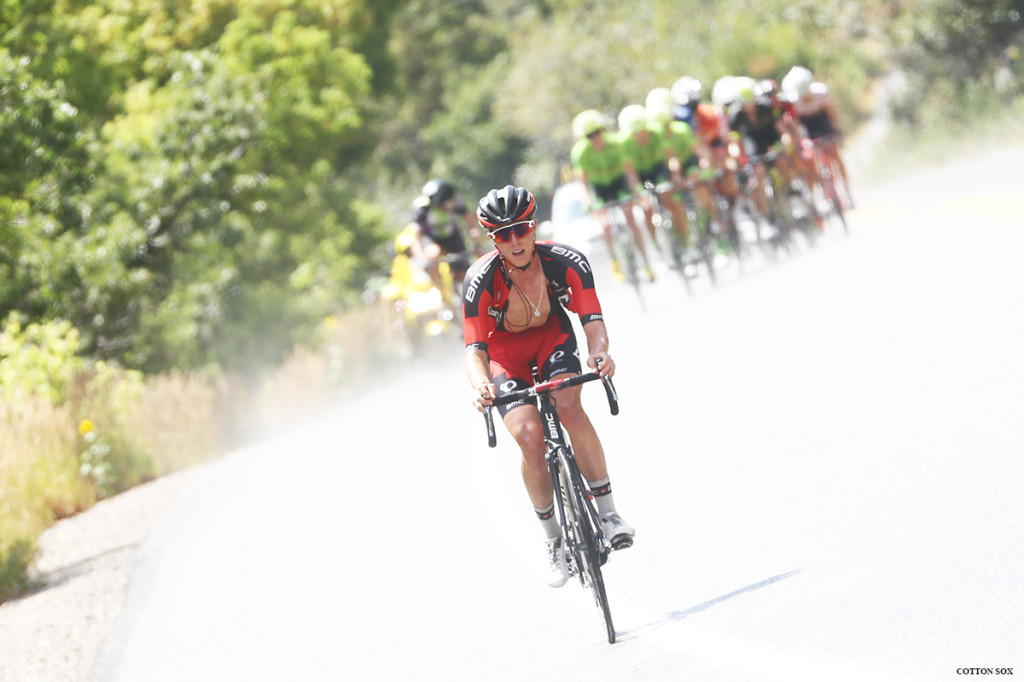 TJ Eisenhart of Utah attacks on the climb. Photo: Catherine Fegan-Kim