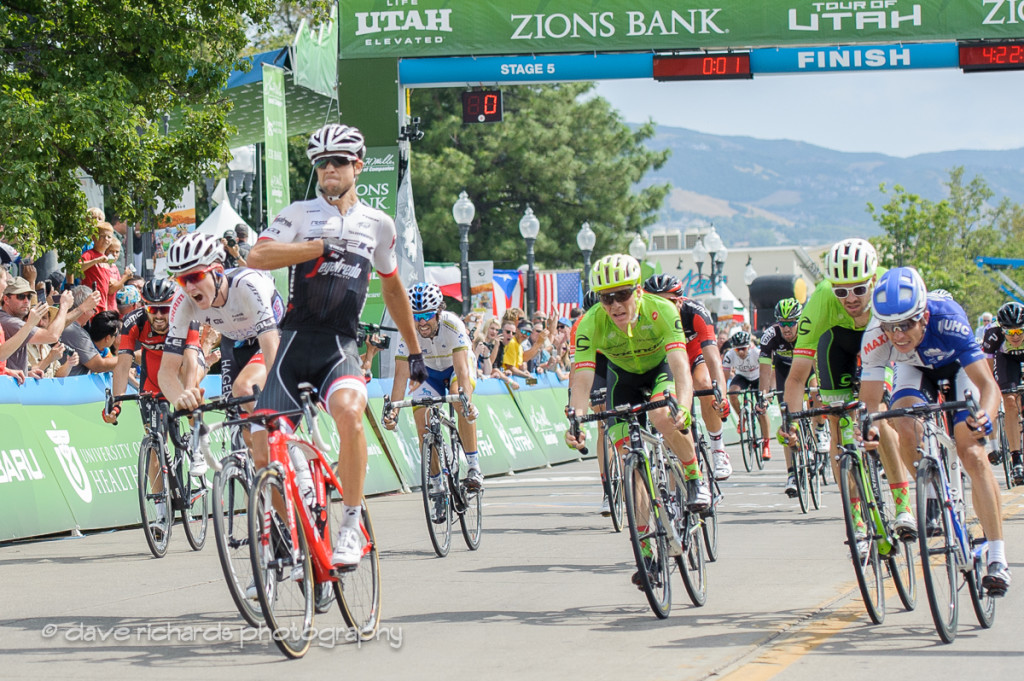 Reijnen (Trek Segafredo) celebrates his win during a hard fought sprint on Stage 5, 2016 Tour of Utah