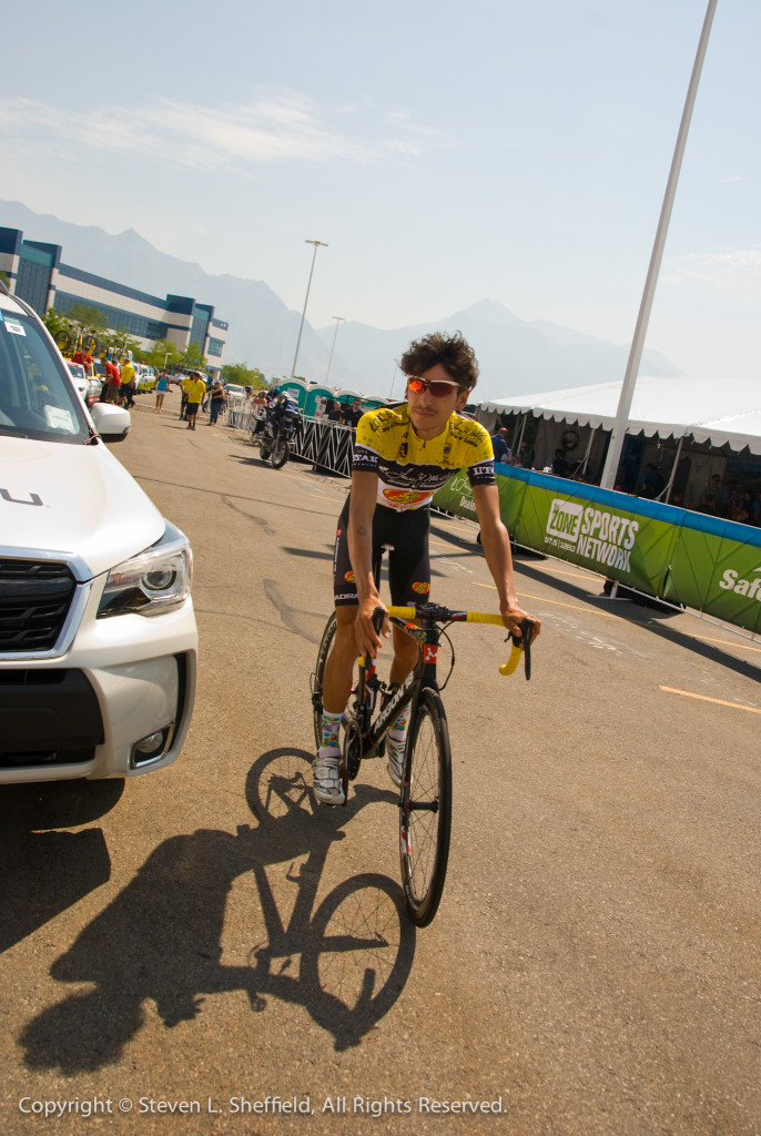 Race leader Lachlan Morton at the start. Stage 4 of the 2016 Tour of Utah. Photo by Steven Sheffield