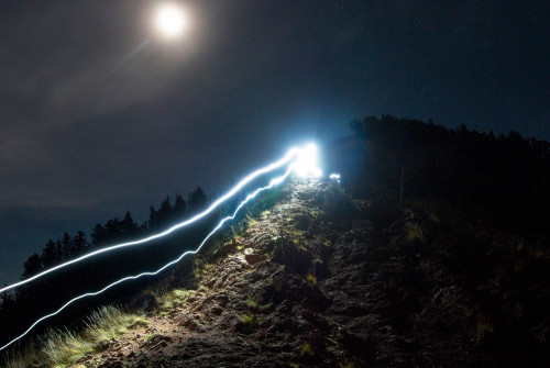 Riding Dog Lake Trail at night