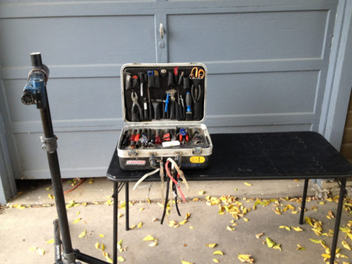 Portable bicycle tools and stand